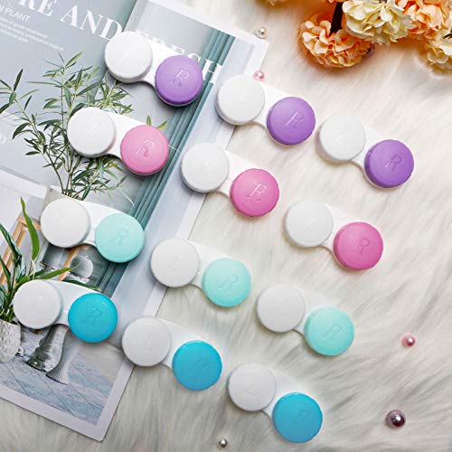 12PCS Contact Lens Case, Colorful Contact Lens Box Left/Right Eyes Holder Con...