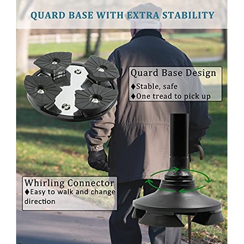 QXCSF Folding Walking Cane, 2 Handle Foldable Walking Stick Adjustable Height...