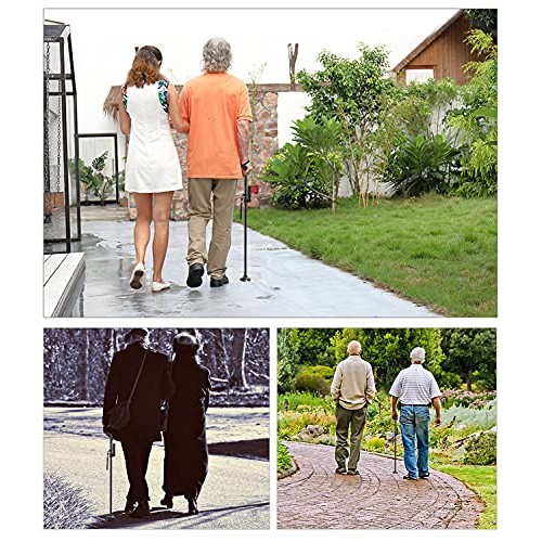 QXCSF Folding Walking Cane, 2 Handle Foldable Walking Stick Adjustable Height...
