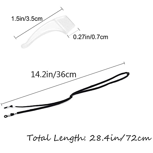 3PCS Premium Leather Eyeglass Straps and 3Pairs Clear Anti-Slip Eyeglass Ear ...