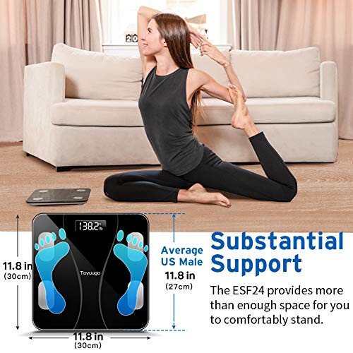 Bluetooth Body Fat Scale, Smart Wireless BMI Bathroom Weight Scale Body Compo...