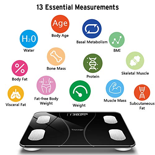Bluetooth Body Fat Scale, Smart Wireless BMI Bathroom Weight Scale Body Compo...