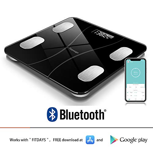 Bluetooth Body Fat Scale, Smart Wireless BMI Bathroom Weight Scale Body Compo...