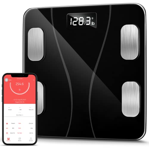 Bluetooth Body Fat Scale, Smart Wireless BMI Bathroom Weight Scale Body Compo...