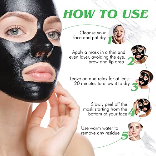 Blackhead Remover Mask - Activated Charcoal Peel Off Mask with Brush - for Al...
