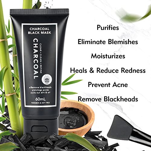 Blackhead Remover Mask - Activated Charcoal Peel Off Mask with Brush - for Al...