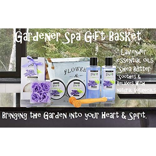 Lavender Essential Oil Spa Basket For Women. Premium Deluxe Bath Care Basket ...
