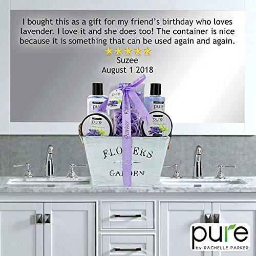 Lavender Essential Oil Spa Basket For Women. Premium Deluxe Bath Care Basket ...