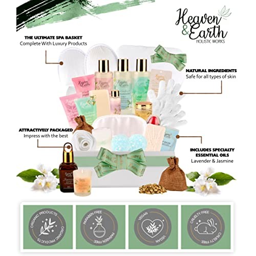 Organic Spa Gift Baskets For Women! Luxury Holiday Gift Bath and Body Gift Se...