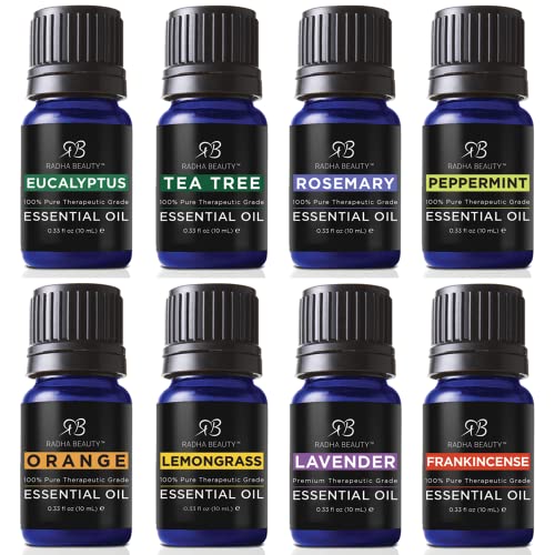 Radha Beauty Aromatherapy Top 8 Essential Oils 100% Pure & Therapeutic Grade ...