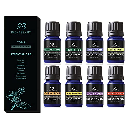 Radha Beauty Aromatherapy Top 8 Essential Oils 100% Pure & Therapeutic Grade ...