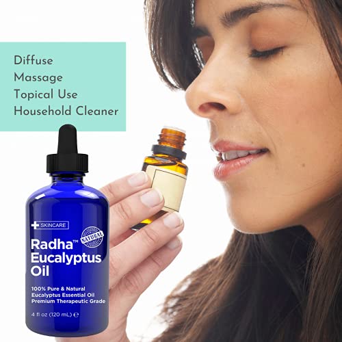 Radha Beauty Eucalyptus Essential Oil 4 oz - 100% Pure & Therapeutic Grade, S...