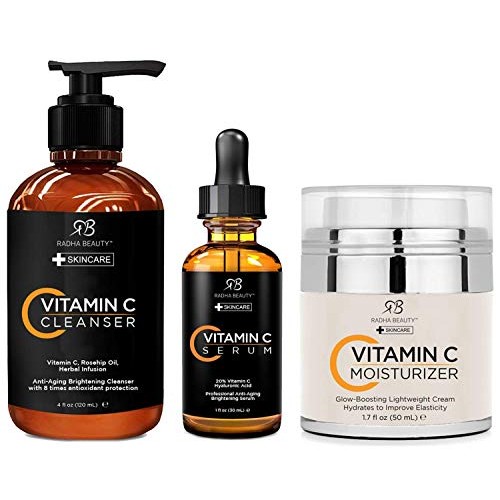 Radha Beauty Vitamin C Complete Facial Care Kit - 3-in-1 Anti-Aging Set with ...