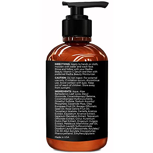 Radha Beauty Vitamin C Facial Cleanser, 4 fl. oz - Clear Pores on Oily, Dry &...