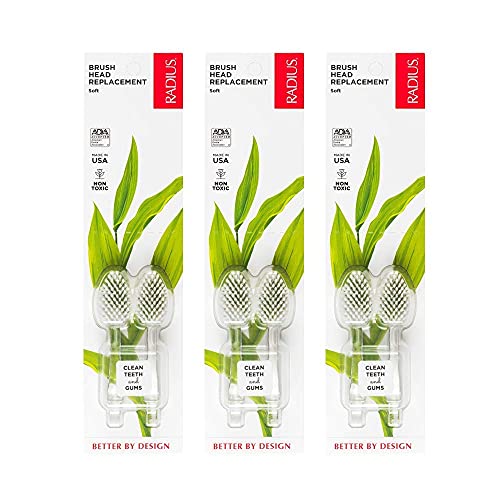 RADIUS Toothbrush Replacement Brush Heads 2-Count Improve Gum Health & Reduce...