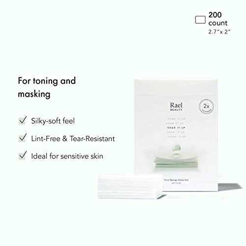 Rael Facial Sponge Cotton Pads - Premium Square Cosmetic Cotton, Soft and Thi...
