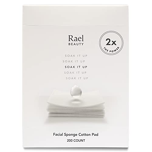 Rael Facial Sponge Cotton Pads - Premium Square Cosmetic Cotton, Soft and Thi...