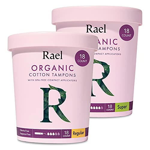 Rael Organic Cotton Compact Tampons - Plant Based Applicator, Chlorine Free, ...