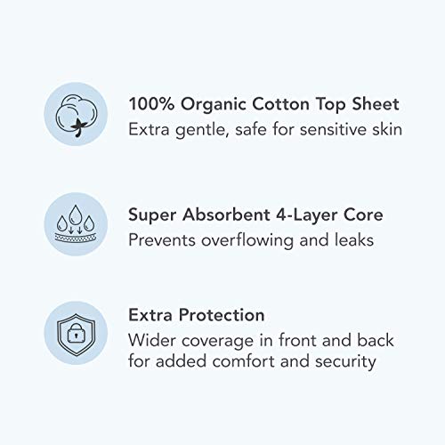 Rael Organic Cotton Cover Incontinence Pads - Moderate Absorbency, Bladder Co...