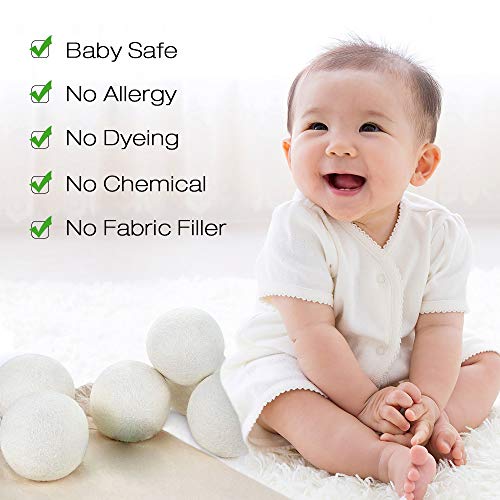 Wool Ball, Raffaelo Wool Dryer Balls XL Premium Reusable Natural Fabric Softe...