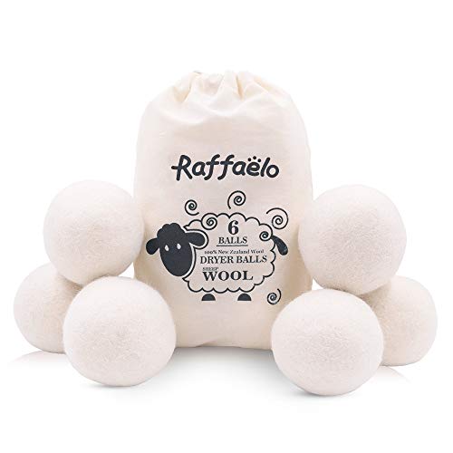 Wool Ball, Raffaelo Wool Dryer Balls XL Premium Reusable Natural Fabric Softe...