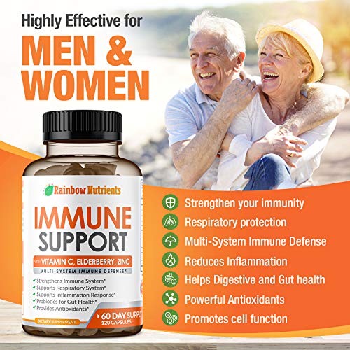 10 in 1 Immune Support Supplement (60 Day Supply)with Vitamin C, Zinc, Elderb...