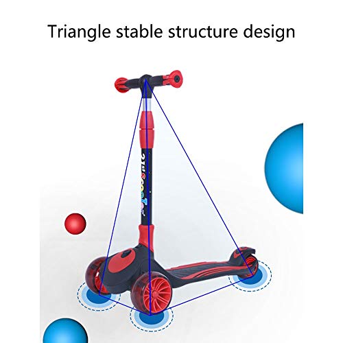 Raincoat 3 Wheel Kick Scooter Anti-Slip Deck Lean to Steer Adjustable Height ...