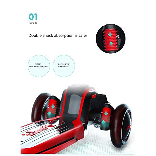 Raincoat 3 Wheel Kick Scooter Featuring Led Light-Up Wheels Adjustable Height...