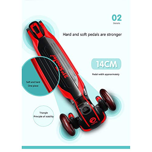 Raincoat 3 Wheel Kick Scooter Featuring Led Light-Up Wheels Adjustable Height...