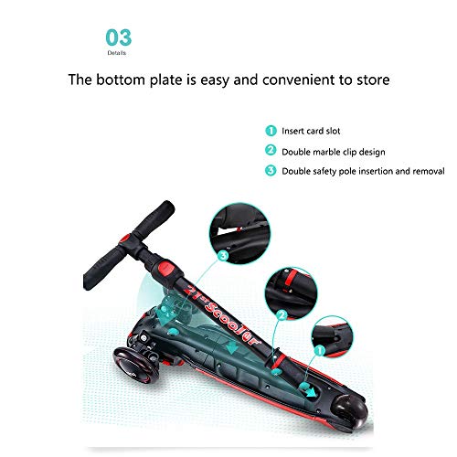 Raincoat 3 Wheel Kick Scooter Featuring Led Light-Up Wheels Adjustable Height...