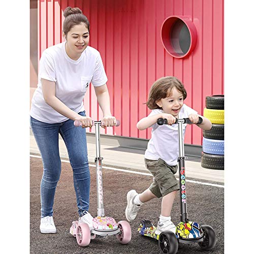 Raincoat 4 Wheel Children Scooter- Lean to Steer - Height Adjustable Foldable...