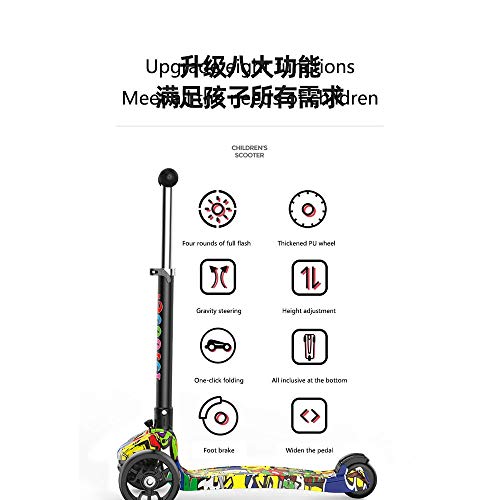 Raincoat 4 Wheel Children Scooter- Lean to Steer - Height Adjustable Foldable...