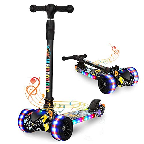 Raincoat 4 Wheel Children Scooter - Perfect for Children Aged 3+ - Led Light-...