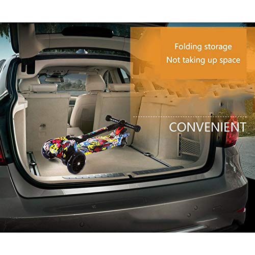 Raincoat 4-Wheel Children's Scooter with Led Lights can Be Folded with Music ...