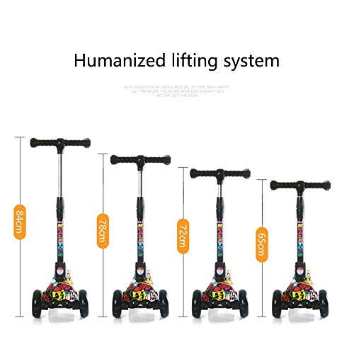 Raincoat 4-Wheel Children's Scooter with Led Lights can Be Folded with Music ...