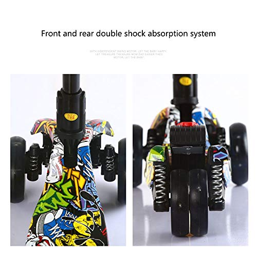 Raincoat 4-Wheel Children's Scooter with Led Lights can Be Folded with Music ...