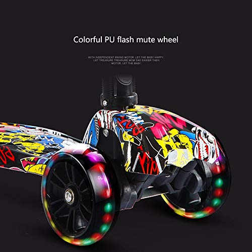 Raincoat 4-Wheel Children's Scooter with Led Lights can Be Folded with Music ...