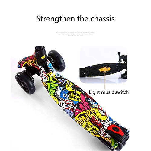 Raincoat 4-Wheel Children's Scooter with Led Lights can Be Folded with Music ...