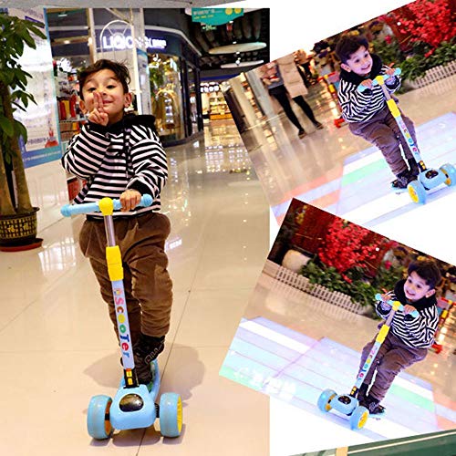 Raincoat 4 Wheel Kick Scooter Anti-Slip Deck Lean to Steer Featuring Led Ligh...