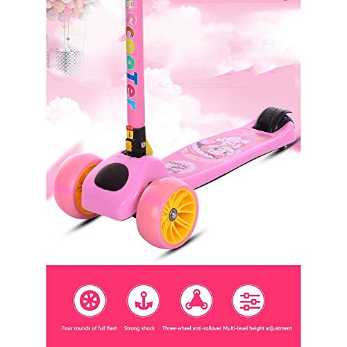 Raincoat 4 Wheel Kick Scooter Anti-Slip Deck Lean to Steer Featuring Led Ligh...