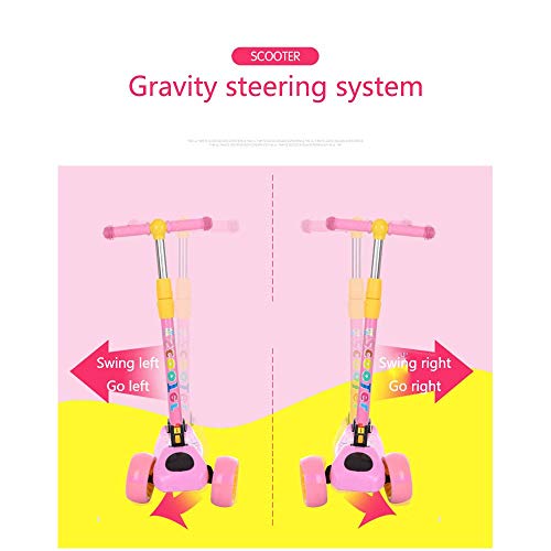 Raincoat 4 Wheel Kick Scooter Anti-Slip Deck Lean to Steer Featuring Led Ligh...