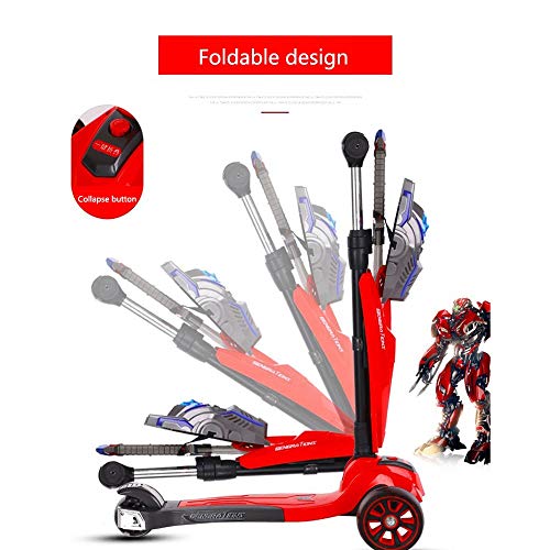 Raincoat 4 Wheel Kick Scooter Featuring Led Light-Up Wheels Adjustable Height...