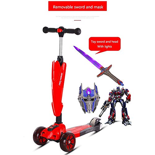 Raincoat 4 Wheel Kick Scooter Featuring Led Light-Up Wheels Adjustable Height...