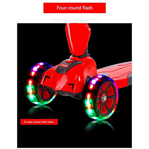 Raincoat 4 Wheel Kick Scooter Featuring Led Light-Up Wheels Adjustable Height...