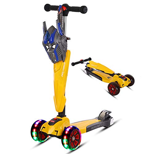 Raincoat 4 Wheel Kick Scooter Featuring Led Light-Up Wheels Adjustable Height...