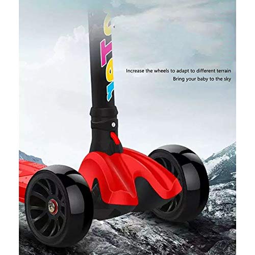 Raincoat 4 Wheel Kids Scooter Adjustable Height Handle with Pu Flashing Wheel...