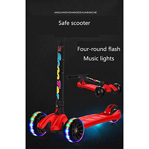 Raincoat 4 Wheel Kids Scooter Adjustable Height Handle with Pu Flashing Wheel...