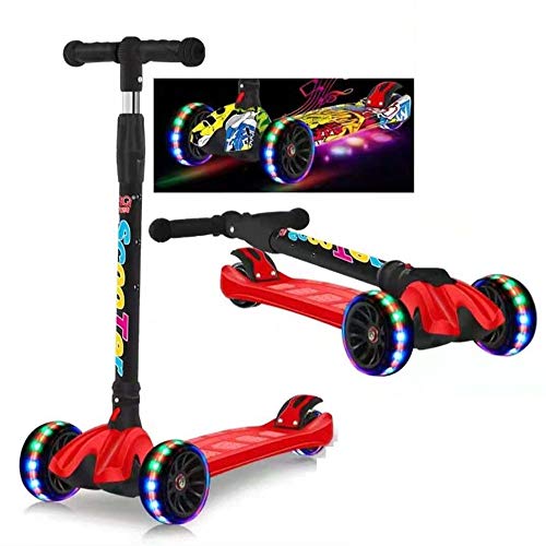 Raincoat 4 Wheel Kids Scooter Adjustable Height Handle with Pu Flashing Wheel...