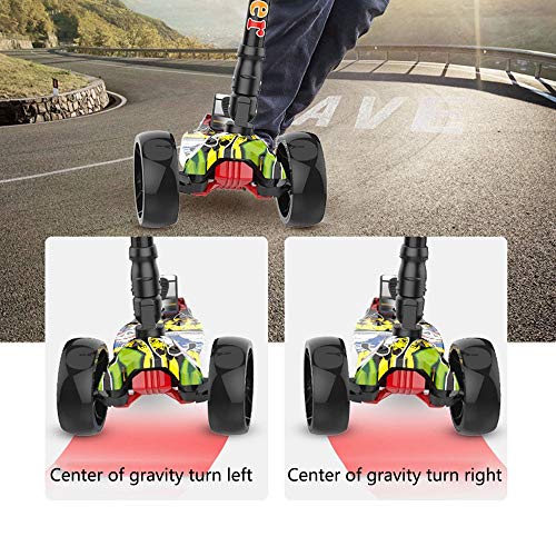 Raincoat 4-Wheel Scooter Upgraded Wheels with Rear Brake Led Lights for 2-16 ...