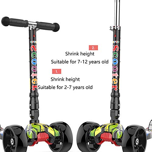 Raincoat 4-Wheel Scooter Upgraded Wheels with Rear Brake Led Lights for 2-16 ...